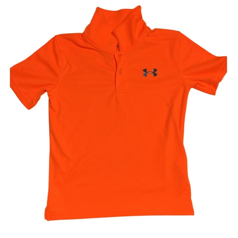Under Armour Boys Orange Short Sleeve HeatGear‎ Performance Polo Shirt Size 7